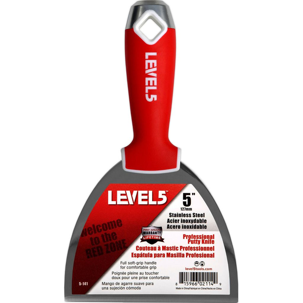 LEVEL5 Profi Spachtel aus Edelstahl 5"/127mm weicher Griff für Trockenbau 5-141