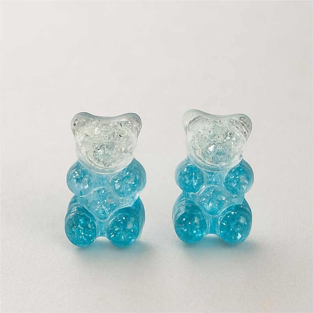 Verspielte Bären Ohrringe GB-38719 in Blau/Transparent KP38719