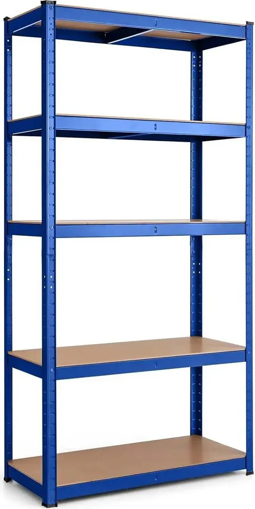 Rayonnage de stockage clipsable bleu - Structure acier stable 5 niveaux 650kg