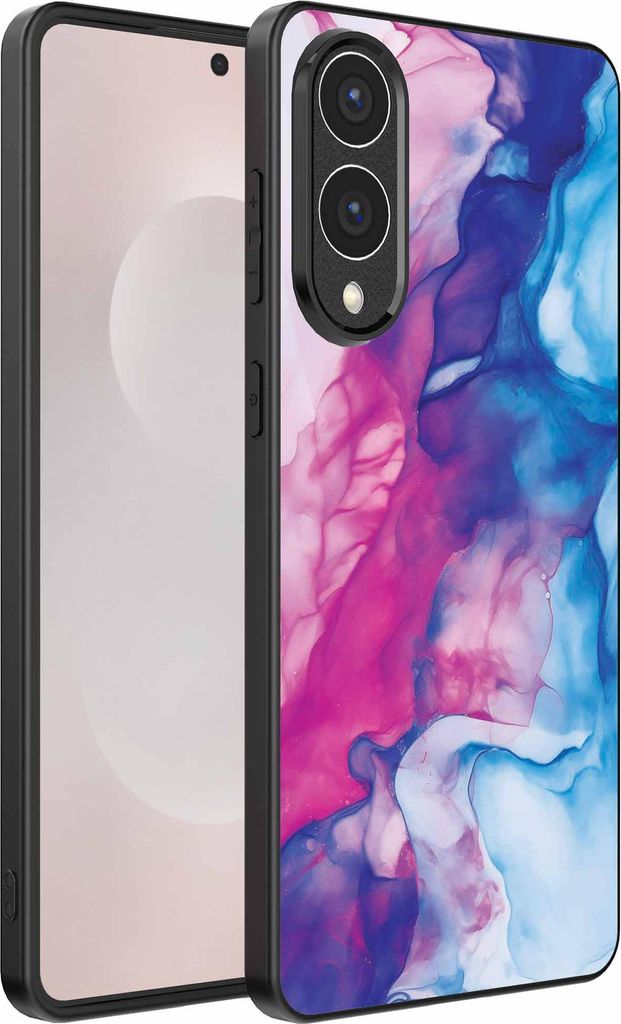 Fit für Samsung Galaxy S25 Edge Telefon Fall mit rosa blau Marmor Print - TPU Backcover Fall Rose blau Marmor Design - Smartphonica
