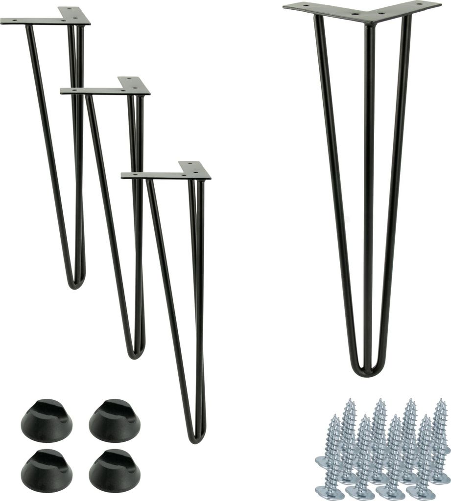 Sada 4 nábytkových nožičiek Hairpin, výška 41 cm, 3 tyče, Obrázok produktu 
