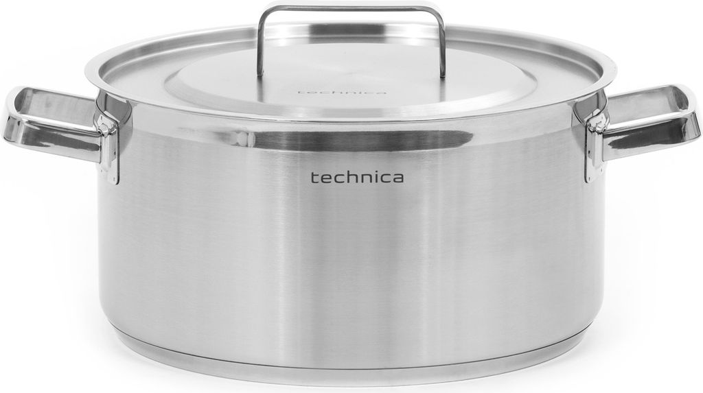 TECHNICA Niedriger Topf 12,9L | 32 cm | Edelstahldeckel | Edelstahl Induktion Kochtopf