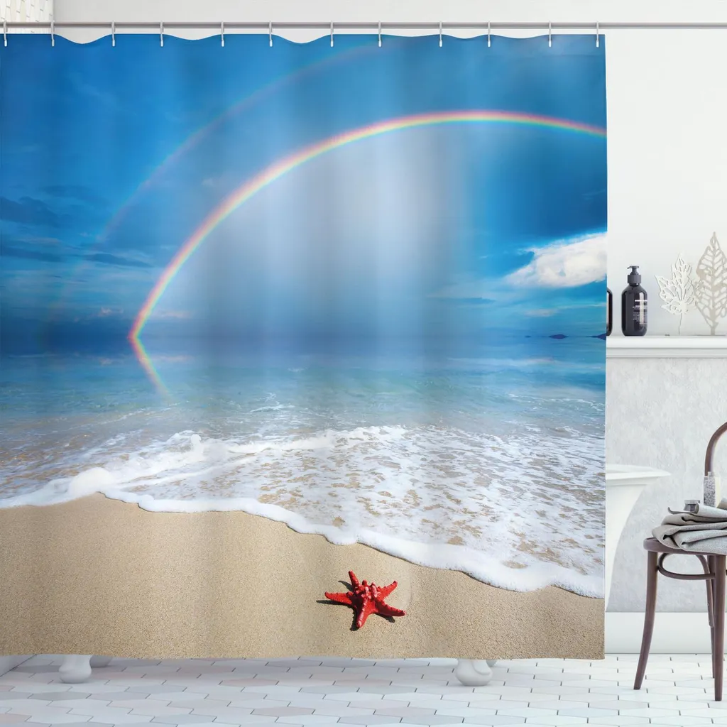 Tenda da Doccia 175x200 ABAKUHAUS Stella Marina e Arcobaleno