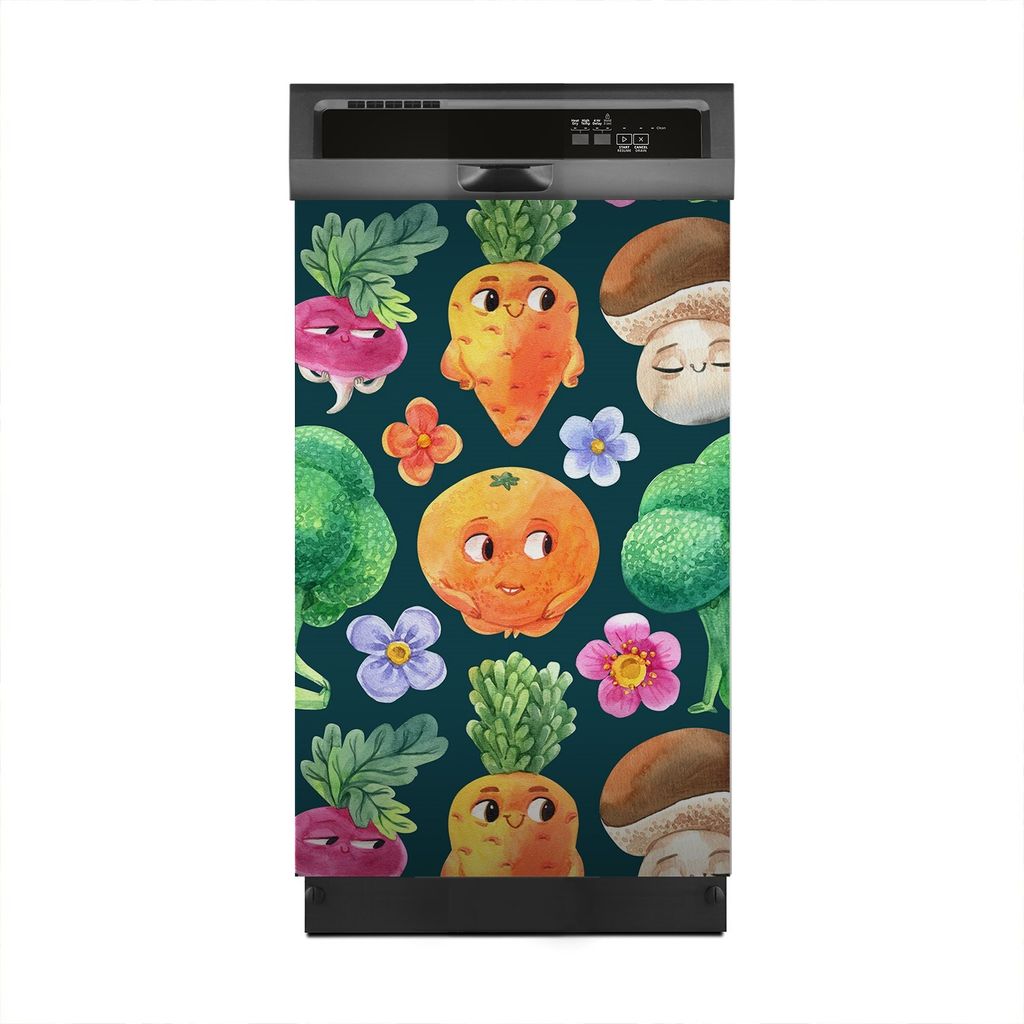 Aufkleber sticker 45x70 cm Dekorative folie Spülmaschine - Kinder Gemüse Brokkoli Karotten