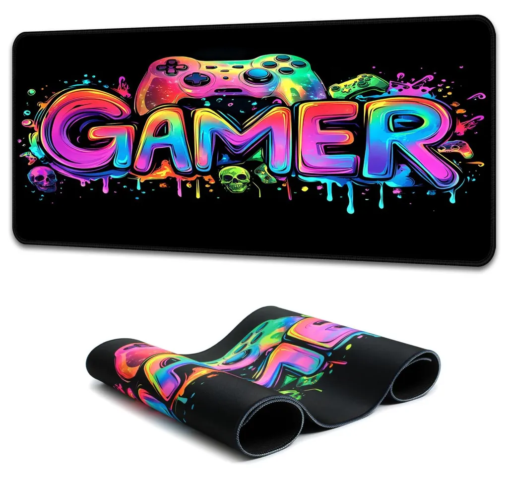Tapis de souris gamer grand format pour setup gaming et manette PC