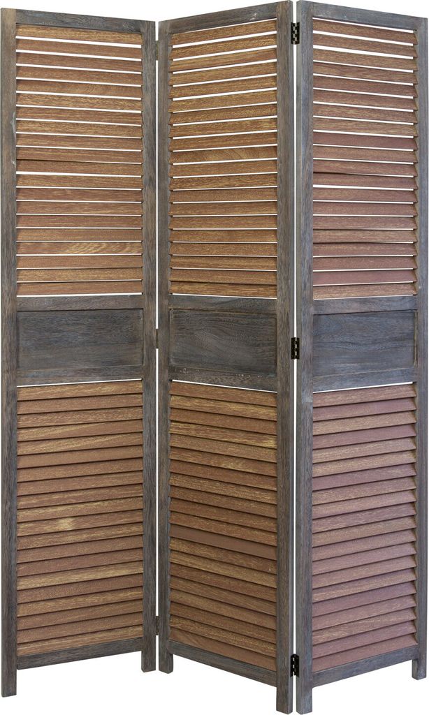 Homestyle4u Paravent Raumteiler 3 teilig Holz Lamellen Braun