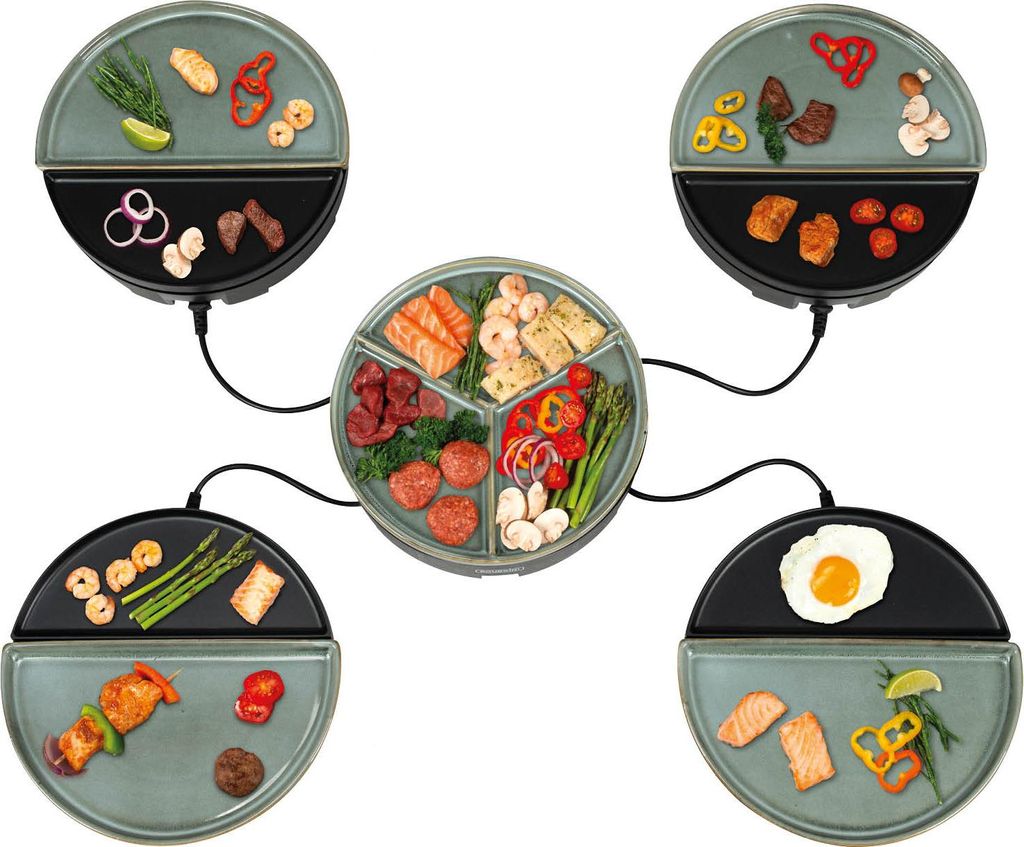 Bourgini Chef's Dinner Party - Back- & Grillteller - Gourmet Set - Glasiert Grau - 4 Personen - Erweiterungsset erhältlich