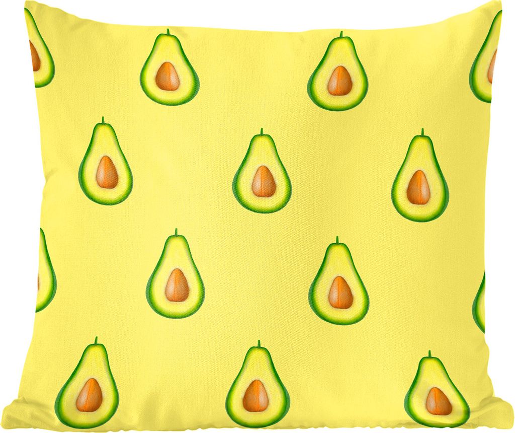 MuchoWow Zierkissen Sofakissen Wohnzimmer Dekokissen 40x40 cm Avocado - Muster - Obst - Foto Kissen - Schlafzimmer Dekoration