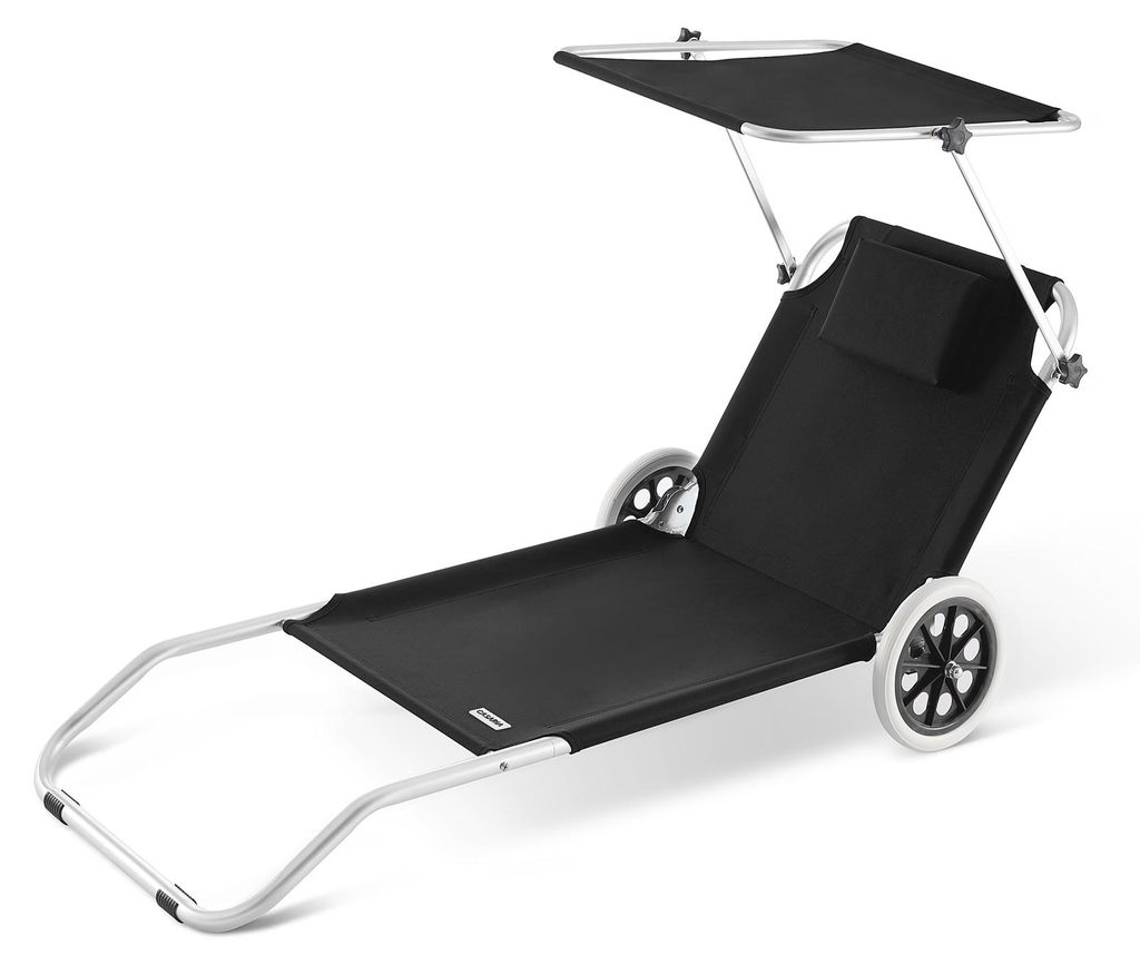CASARIA® Sonnenliege Klappbar mit Rädern & Sonnendach Produktbild 