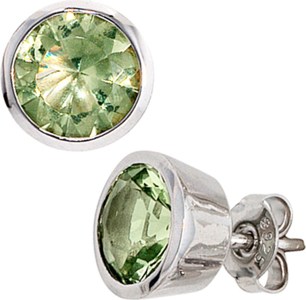 Paar Stecker Ohrstecker mit Kristalle 9.4mm grün 925 Silber Ohrringe Damen