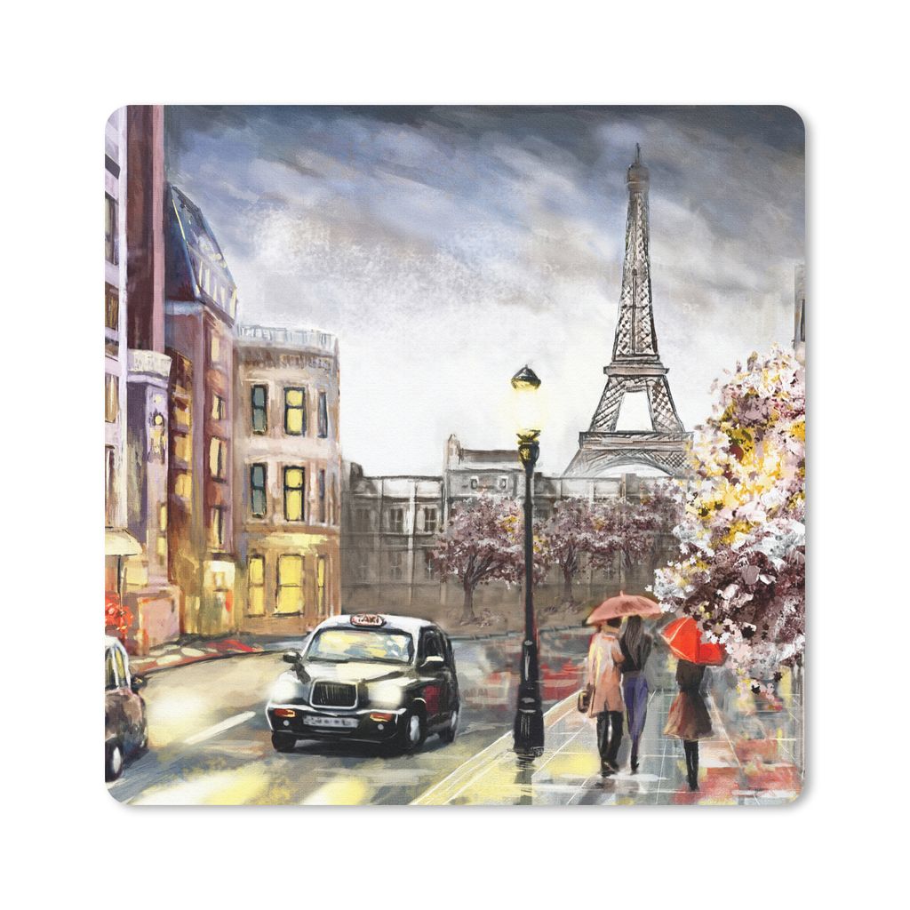 MuchoWow Mauspad Mousepad Gemälde - Paris - Frankreich - Öl 30x30 cm - Mousepads - Maus Mat - Pad - Mausunterlage - Gaming