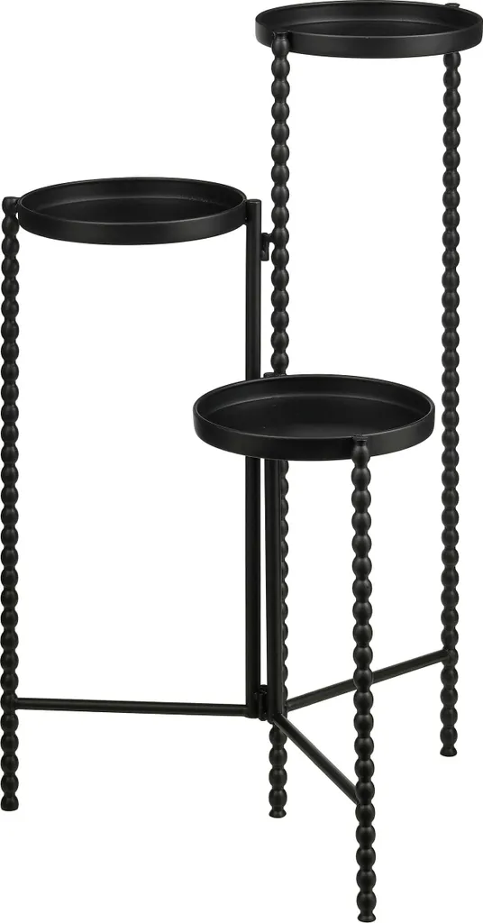Table pour plantes d'intérieur et balcon Salvo en fer noir 70 cm
