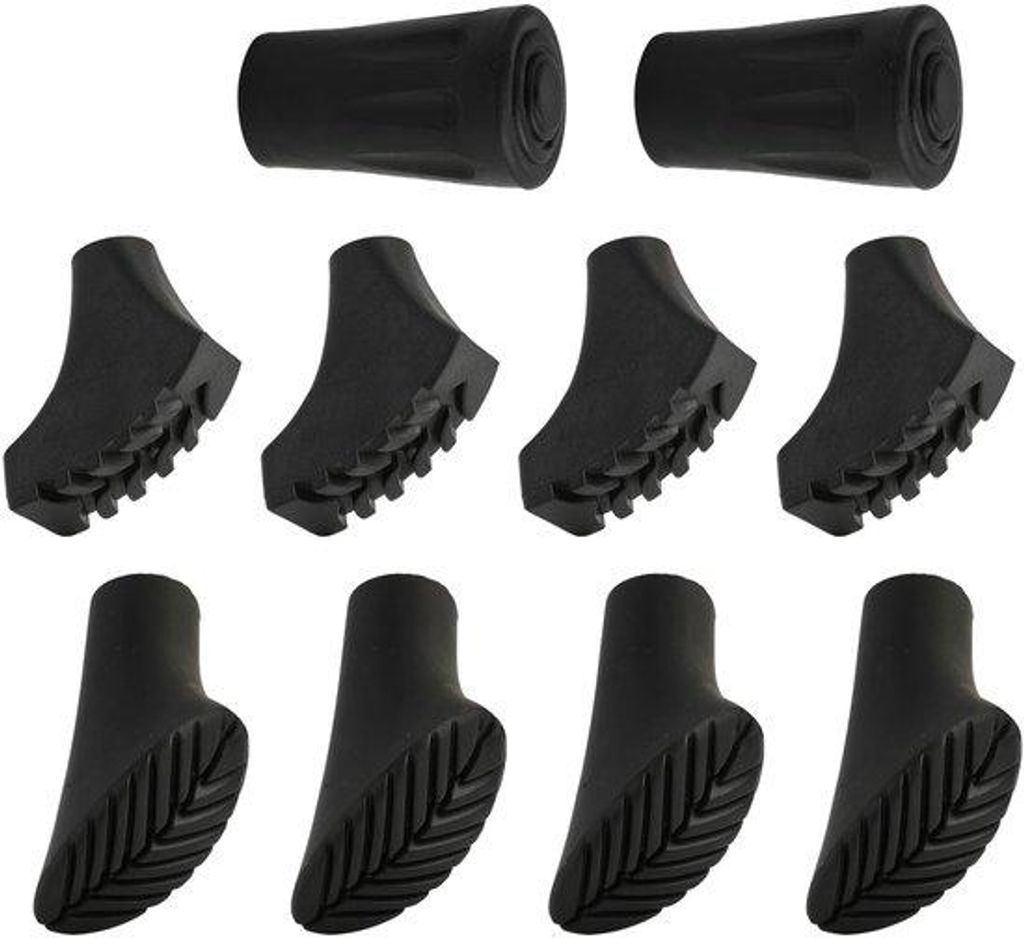 Nordic Walking Pads, 10er Set, gummierte Stößel für Wanderstöcke, für alle Nordic Walking-Stöcke geeignet