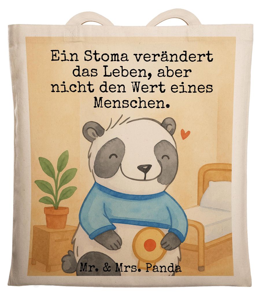 Mr. & Mrs. Panda Tote Bag Panda künstlicher Darmausgang Design - Weiß - Geschenk, Stomabeutel, Tasche, festivaltasche, Stoma, Uni, Unitasche, Sch...