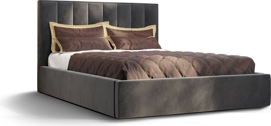 Roe Furniture | Boxspringbett - OTTO - 160x200 cm - Dunkelgrau - Mit Bettkasten und Stauraum - Polsterbetten - Gästebett - Bett Schlafzimmer - Bett
