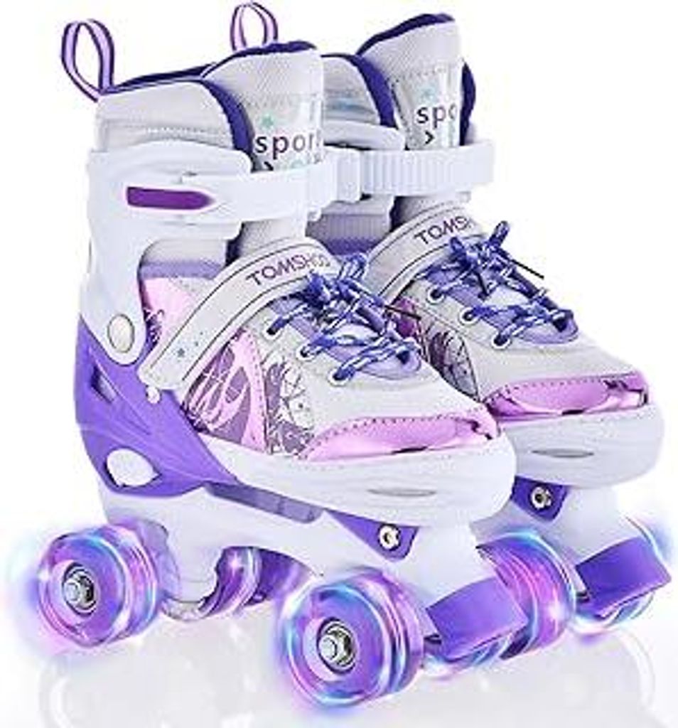 TOMSHOO Rollschuhe Kinder, Roller Skates mit 4 Größen Verstellbar, LED Rädern, Mehrere Größenoptionen, für Weihnachts und Geburtstags Geschenke