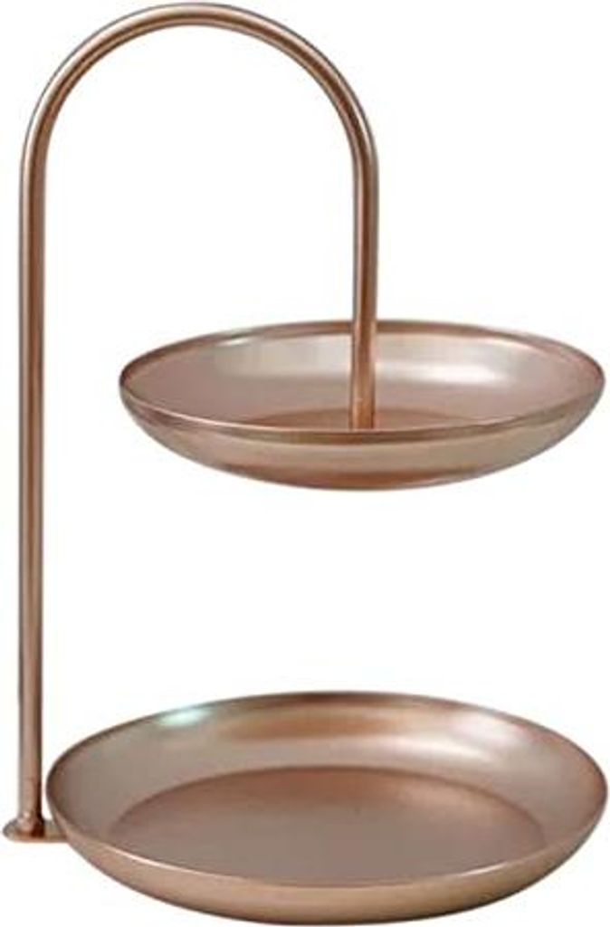 Etagere Metall 2-stufiger Cupcake-Ständer runde Servierschale - Tortenständer Obstkorb für Snacks - Nüsse Süßigkeiten Desserts (Roségold)