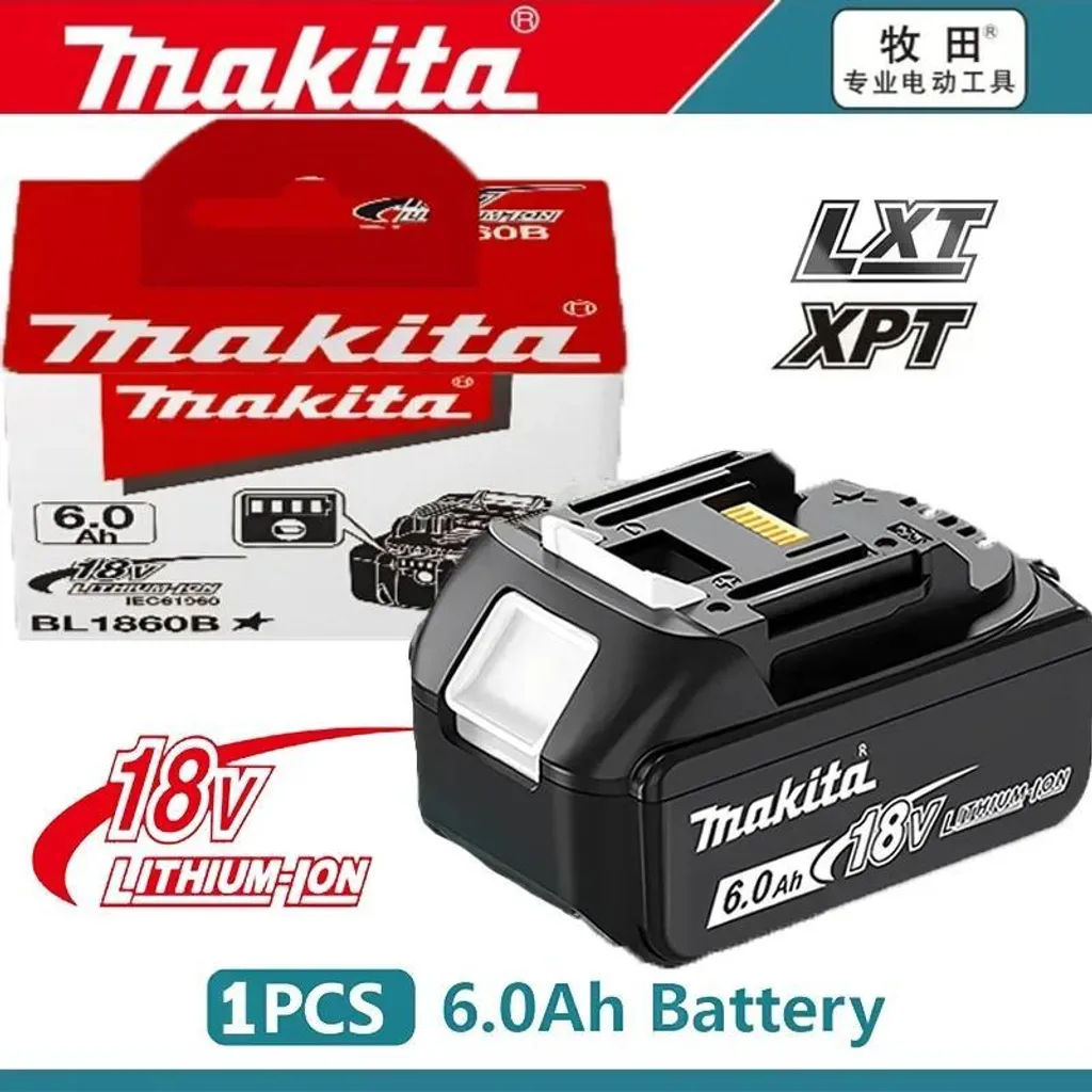 Batterie de Rechange Li-Ion 18V 6.0 Ah pour Outils sans Fil Type BL1860