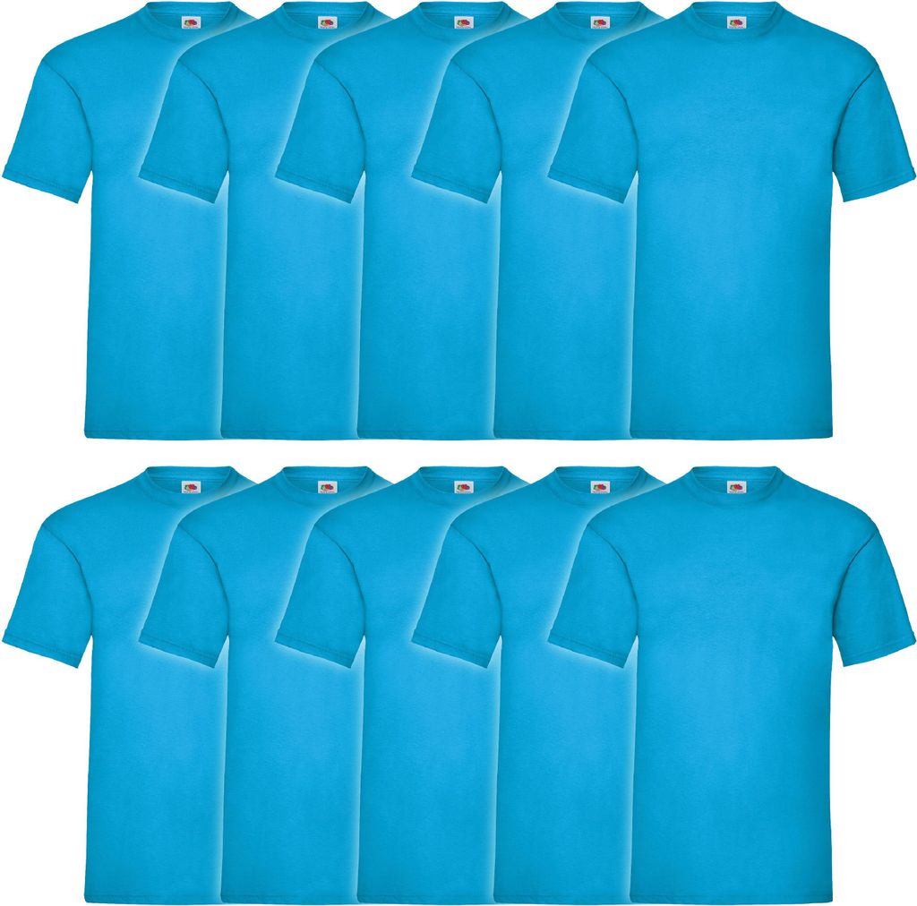 10er Pack Fruit of the Loom Valueweight T-Shirt + GRATIS MyShirt Stoffbeutel Farbe: azurblau Größe: L