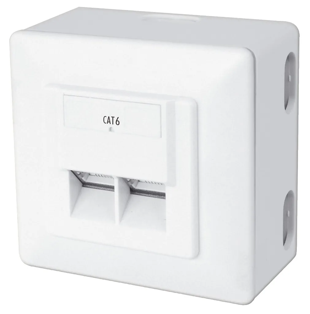 DIGITUS Prise Murale RJ45 Cat 6 Classe E Blindée 2 Ports - DN-9005-N
