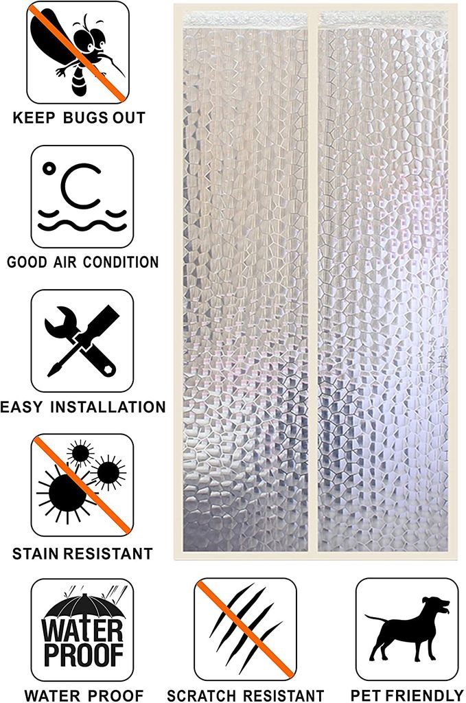 Türvorhang Magnet Thermo Türvorhang,Wärmeschutzvorhang für Tür Fenster,  Sarfly, (1 St), Durchscheinend mit Vollem Rahmen