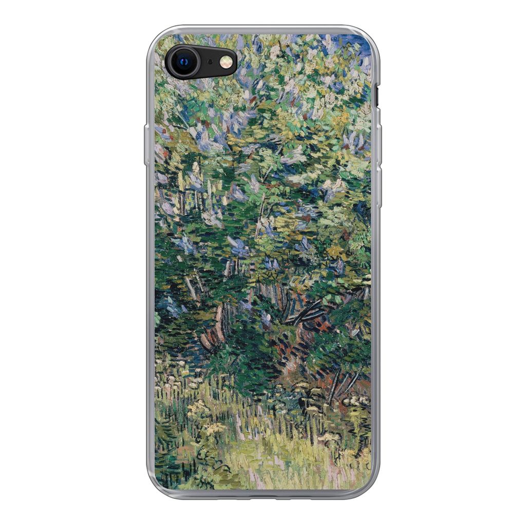 MuchoWow Handyhülle Schutzhülle Hülle für iPhone SE 2020 Fliederbusch - Vincent van Gogh Silikon Softcase Handy Hülle - Kartenbesitzer
