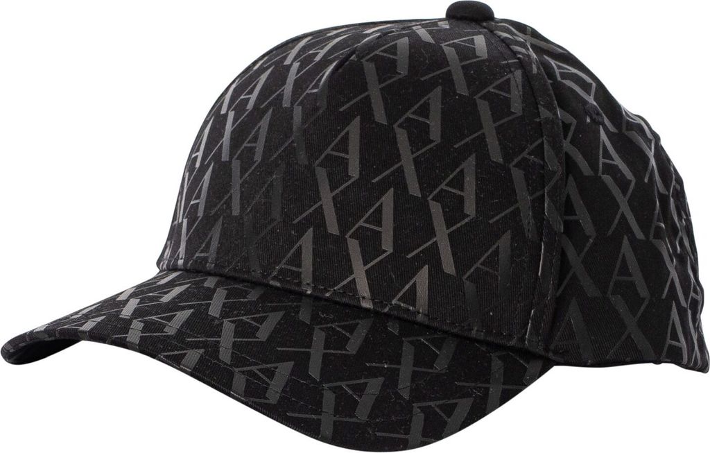Armani Exchange Gewebte Baseballkappe mit Allover-Print, Schwarz One Size