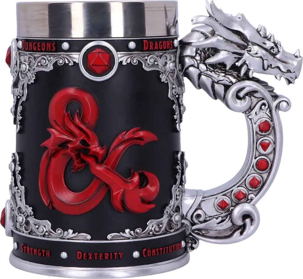 Chope Dungeons & Dragons Logo Officiel Peinte à la Main - 17,5 cm