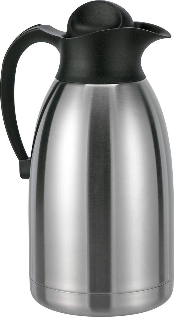 Thermoskan - Silber/Schwarz - 2 Liter - Edelstahl - Isolierkanne - Heiße/Kalte Getränke - Kaffeekanne/Teekanne