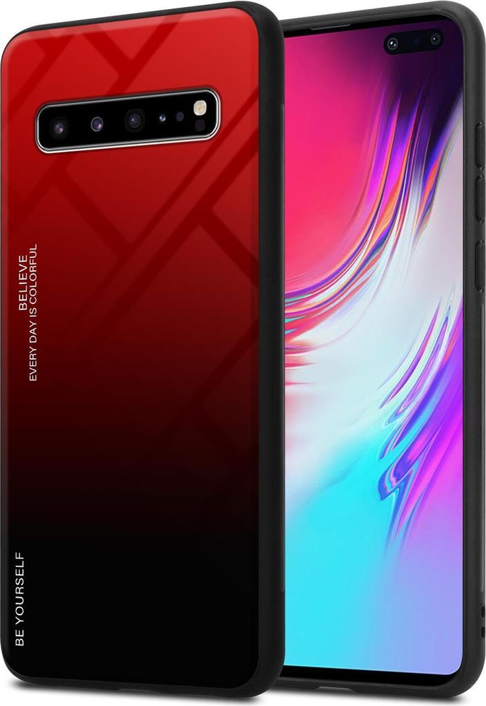 Cadorabo Hülle für Samsung Galaxy S10 5G Schutz Hülle in Schwarz Handyhülle TPU Etui Cover Case Tempered Glas