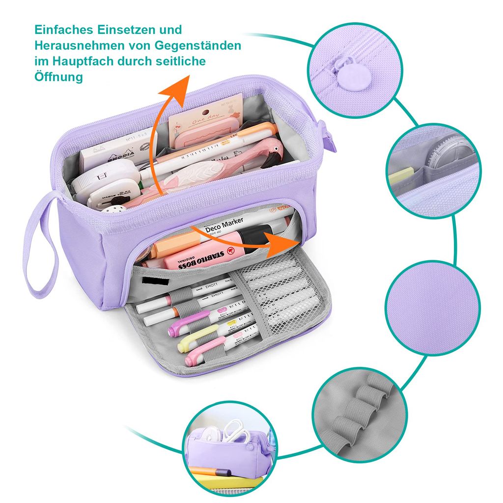 Fyfjur Federmäppchen Aus Cord - 3-Fach Stiftetasche Für Schule Und Büro