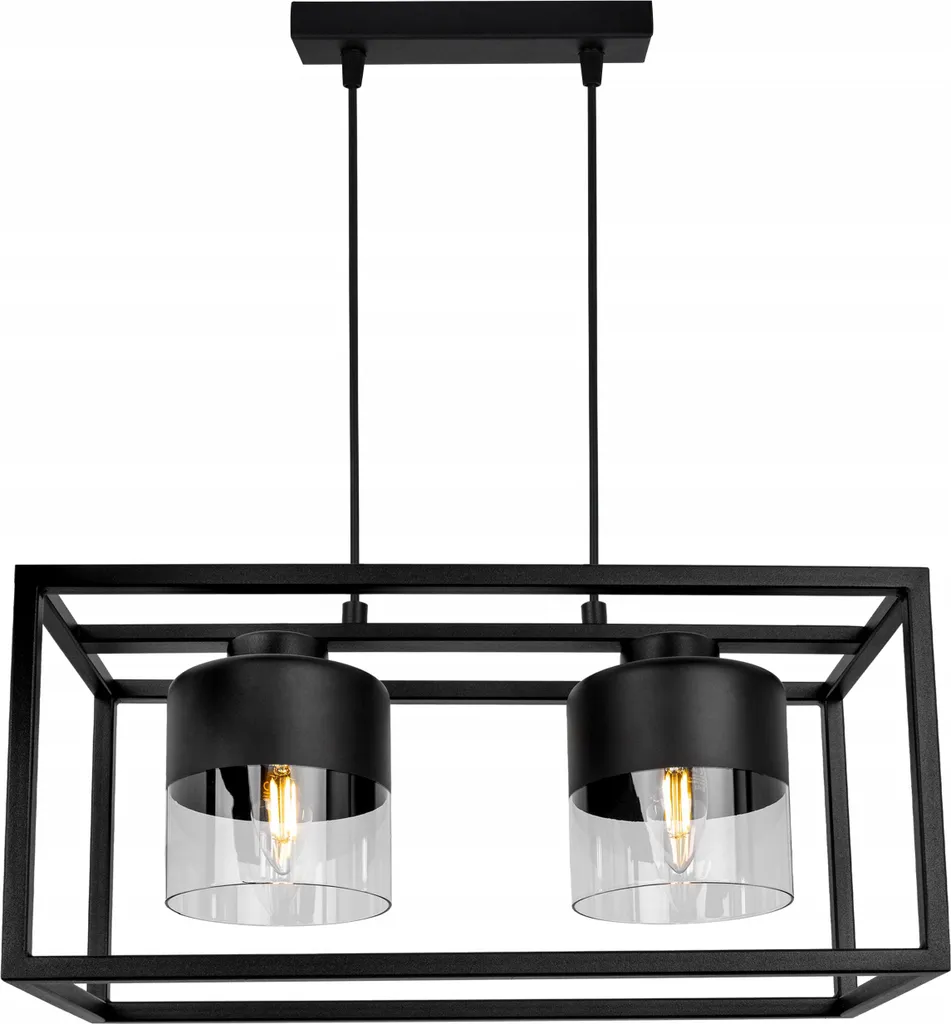 Lampada a Sospensione Roma Cage E27 in Metallo e Vetro | Design 2 Luci
