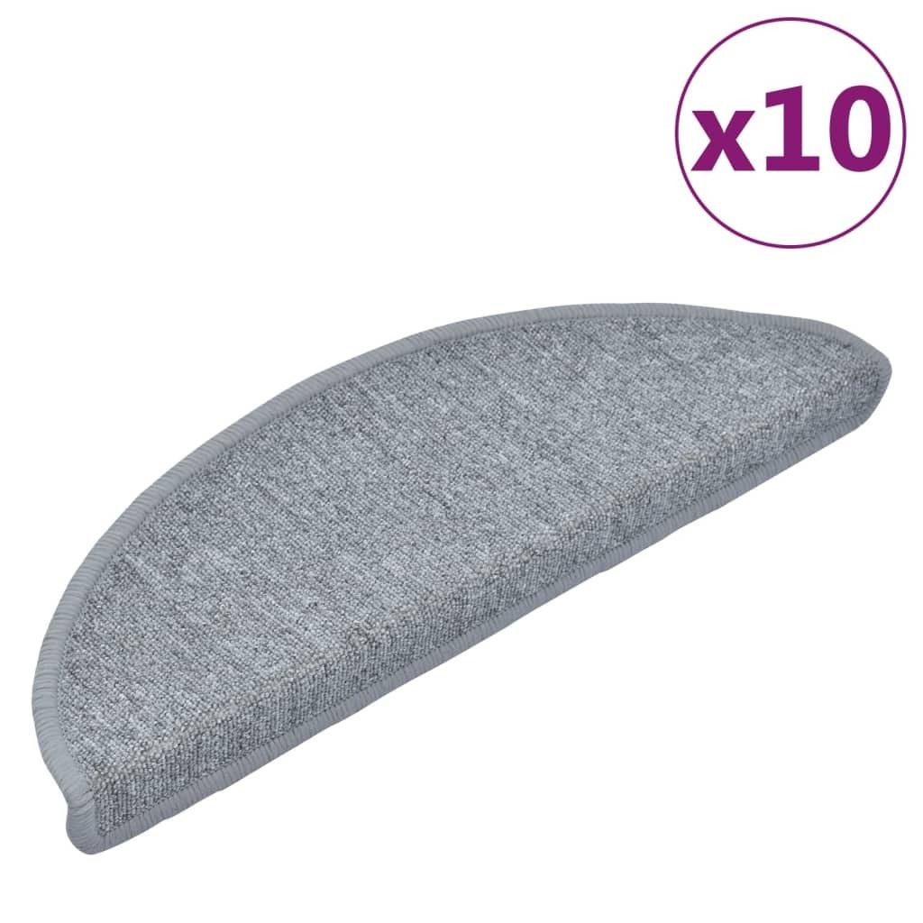 vidaXL Stufenmatten 10 Stk. 65x24x4 cm Hellgrau Halbrund Groß