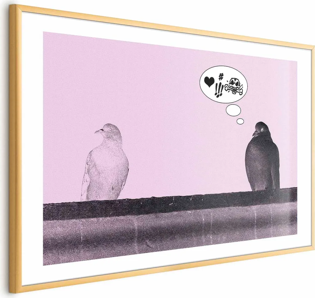 Riproduzione Artistica Corteggiamento 90x60 con Cornice Oro e Passe-partout