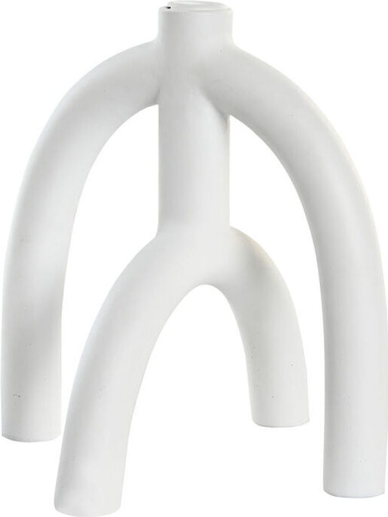DKD Home Decor Scandi Kandelaber 21,5 x 21,5 x 23 cm Blanco Resina