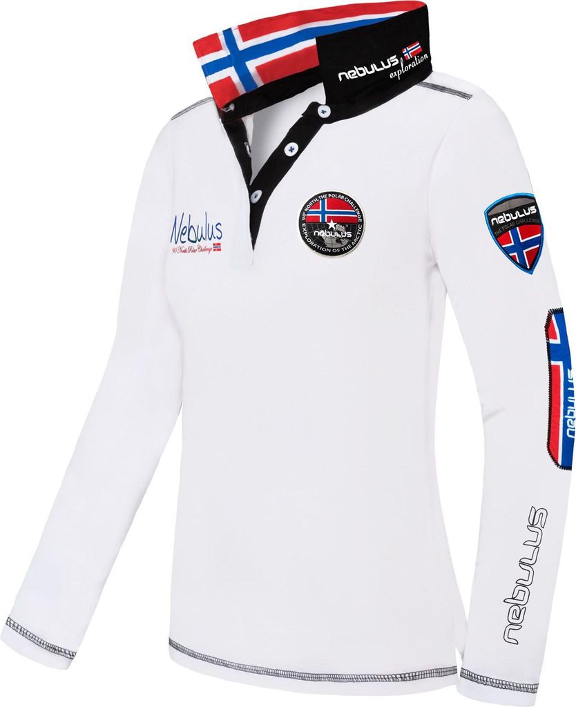 Nebulus Poloshirt langarm BENTY Damen, Shirt, Sweatshirt, Polo, P5762 - Damen, weiß, XL/42