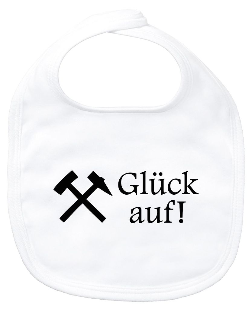 Huuraa Baby Lätzchen Glück auf! Ruhrpott White Klettverschluss Baumwolle Latz Geschenkidee