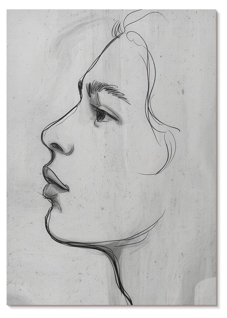POSTER - 59x84 cm (A1) - Obliqee - Minimalistische Gesichtskontur, moderne Skizze - Wandbild für Wohnzimmer Schlafzimmer & Flur, Modernes Poster W...