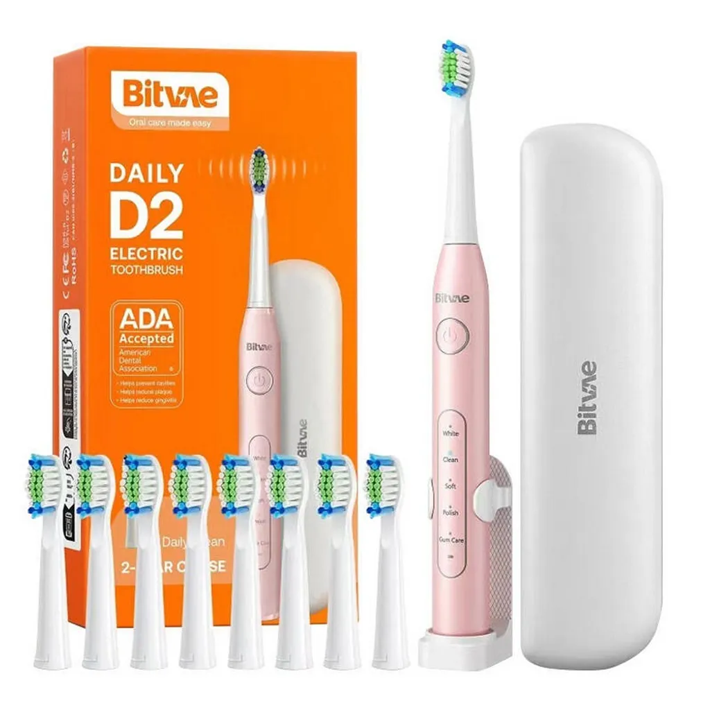 Brosse à dents électrique de voyage Bitvae D2 Rose avec étui rigide