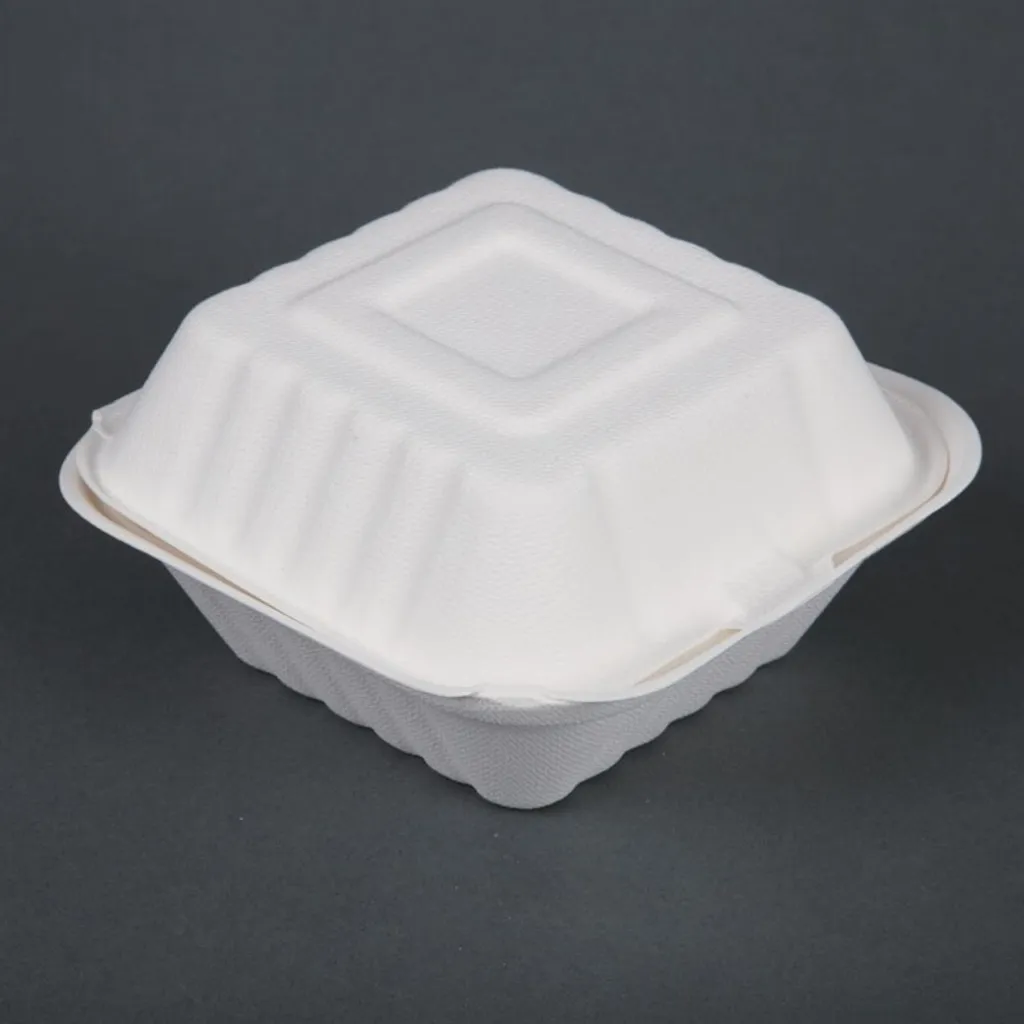 Boîte burger 14,9 cm Fiesta anti-humidité et compostable en bagasse x500