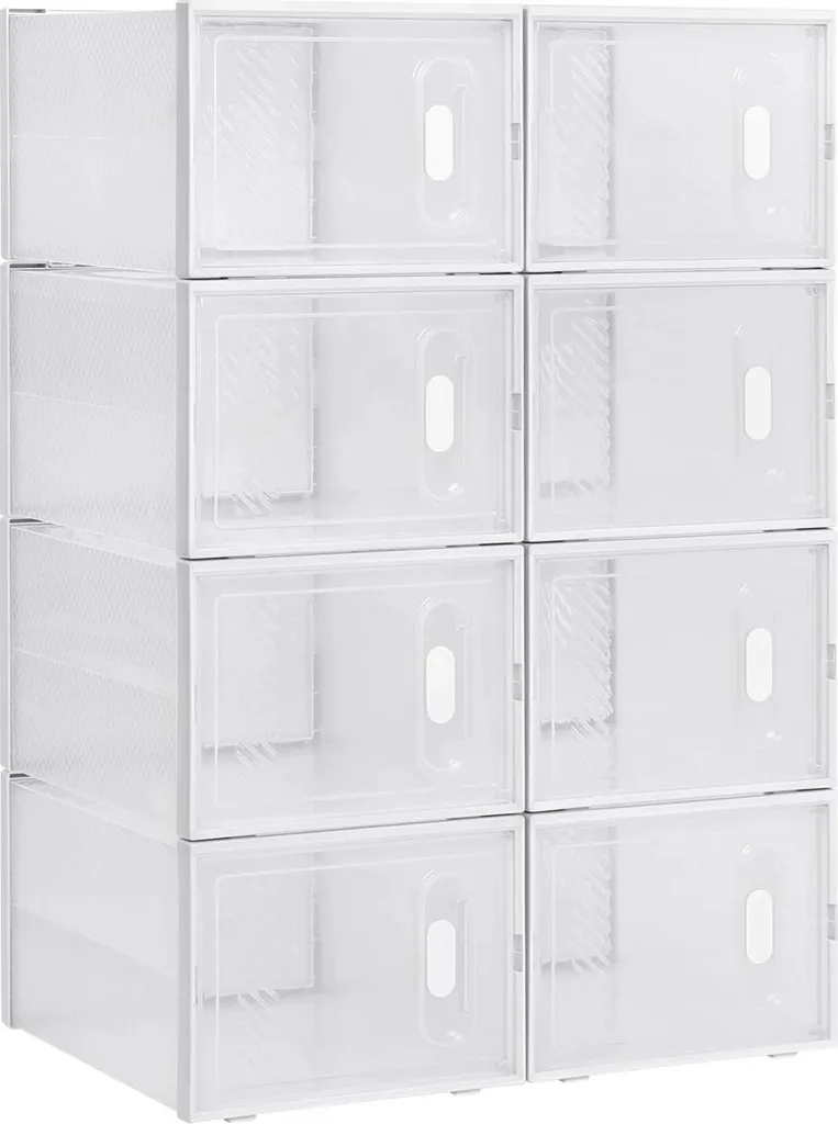 Rangement Chaussures : Boîte Empilable Transparente et Antipoussière x8