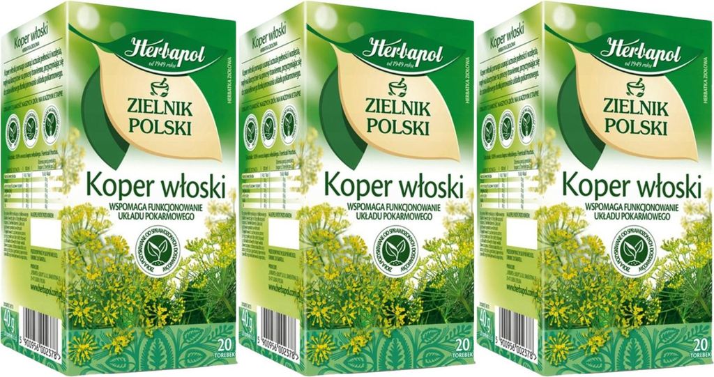 Herbapol Fencheltee 3x 20 Teebeutel - Fenchel Kräutertee Tee im Beutel