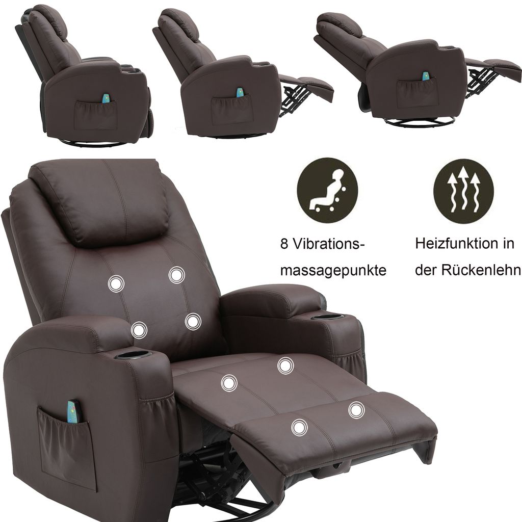 TV Sessel Massagesessel Elektrisch Fernsehsessel Kunstleder Relaxsessel Massage 