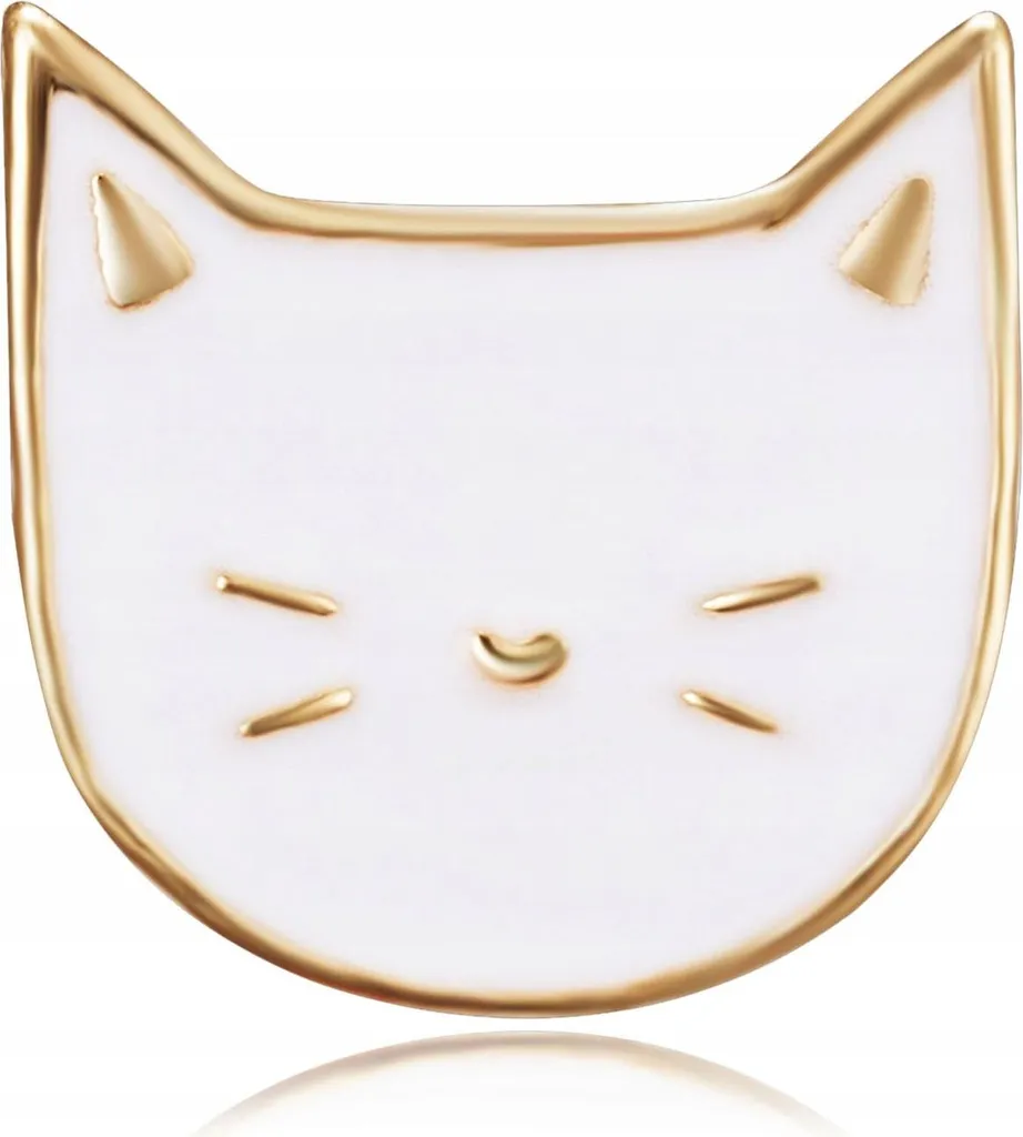 Spilla PINETS Oro Bianco Gattino Carino - Gioiello Artigianale per Lei