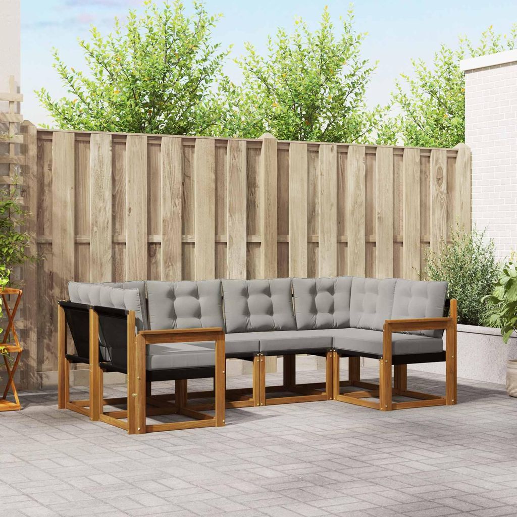 "SALE 2026"Outdoor-Sofagarnitur - CLORIS - Balkonmöbe/Sitzgruppe - mit Kissen 6 pcs - Moderne Design - Natürlich und Hellgrau - Gartensofas NeuM...