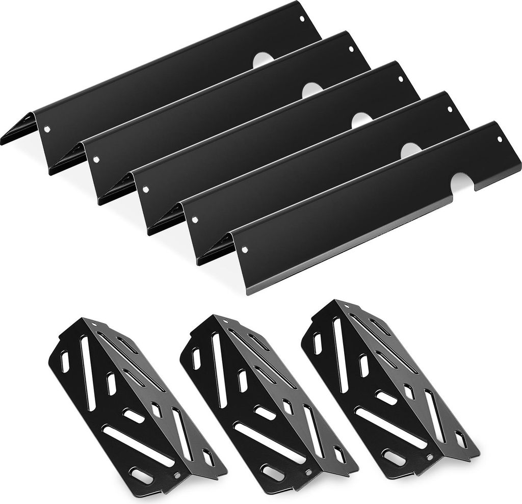 VEVOR 5 Flavorizer Bars (435 mm) + 3 Heizplatten (318 mm), Aromaschienen Flammenverteiler für Weber Genesis ll 310 315 335 340, E/S 325s, ES/SX 32...