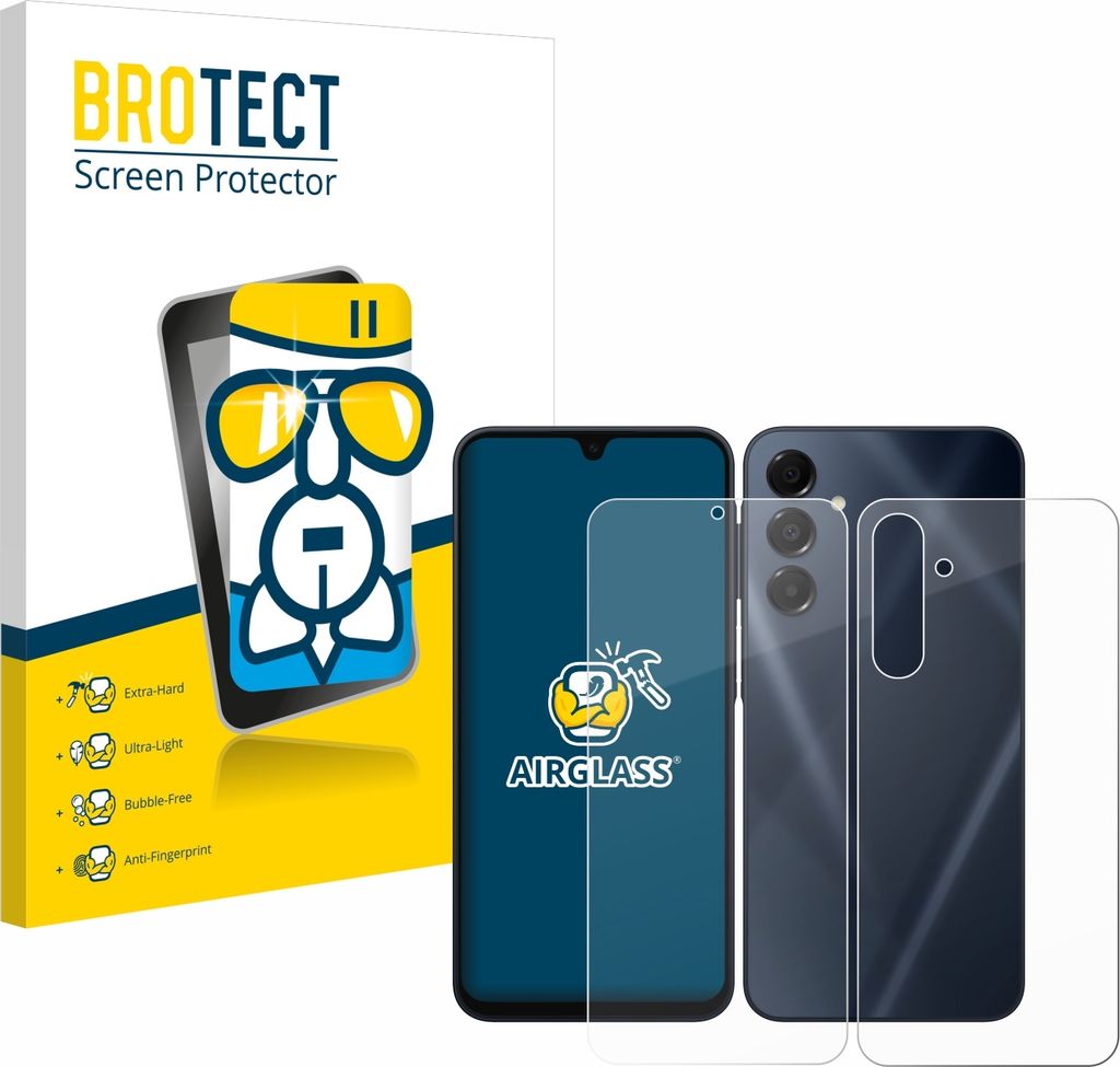 BROTECT Schutzglas für Samsung Galaxy A16 5G (Display+Rückseite) Schutzfolie Panzer Folie Glas Display Schutz klar