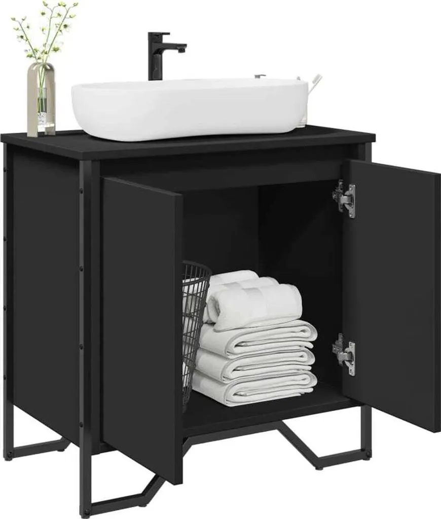 Maison Exclusive Mobile Bagno Nero Materiale Ligneo 60cm - Lusso Moderno
