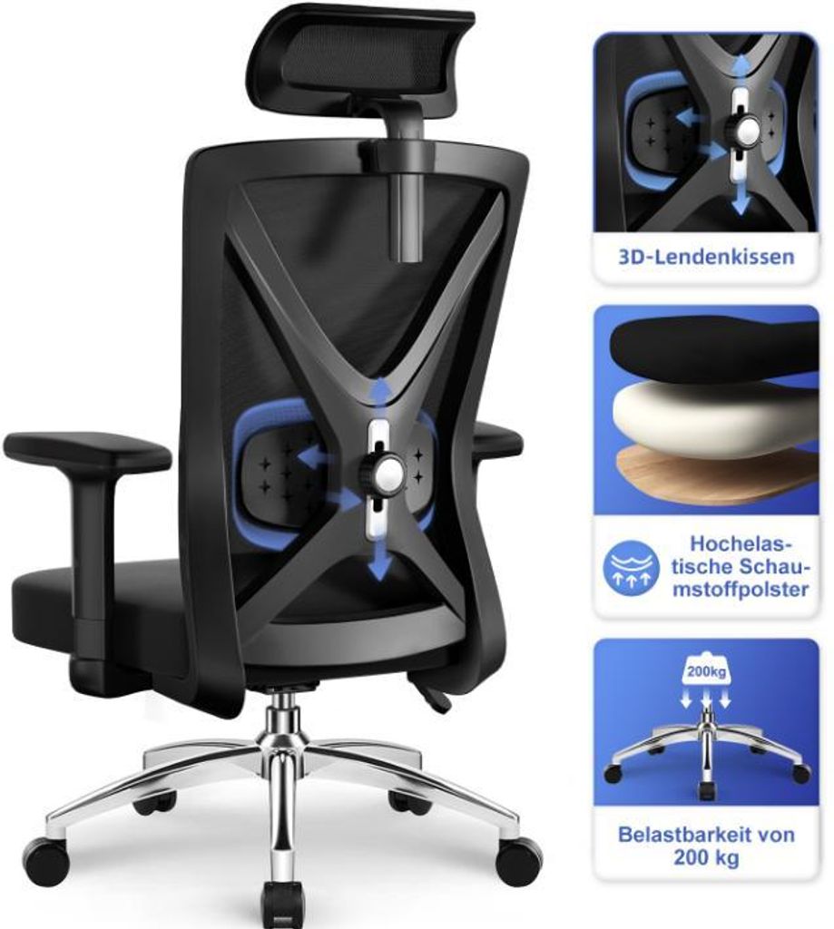 Aiibot Bürostuhl, Bürostuhl Ergonomisch Schreibtischstuhl Produktbild 