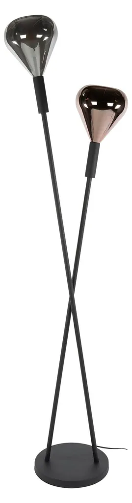 Lampadaire Fin et Stable pour Petit Salon Noir Argent et Cuivre